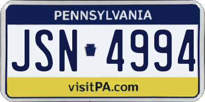 PA license plate JSN4994