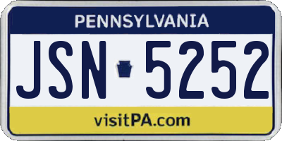 PA license plate JSN5252
