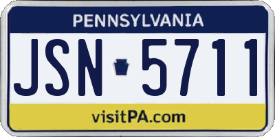 PA license plate JSN5711