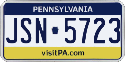 PA license plate JSN5723