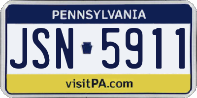 PA license plate JSN5911