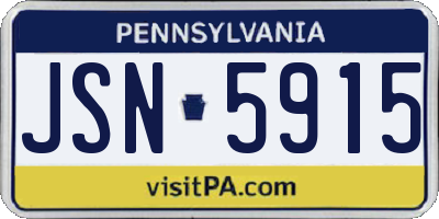PA license plate JSN5915