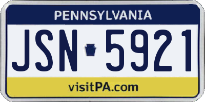 PA license plate JSN5921