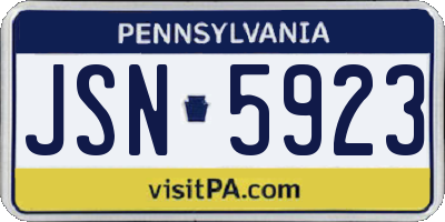 PA license plate JSN5923
