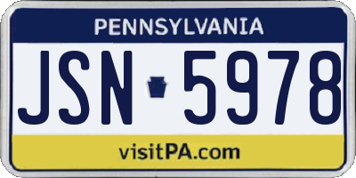 PA license plate JSN5978