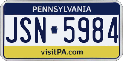 PA license plate JSN5984