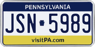 PA license plate JSN5989