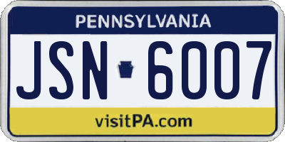 PA license plate JSN6007