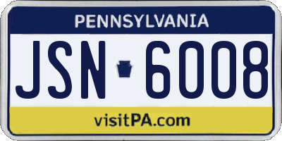 PA license plate JSN6008