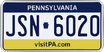 PA license plate JSN6020