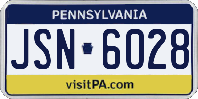 PA license plate JSN6028