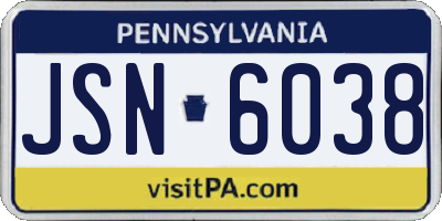 PA license plate JSN6038