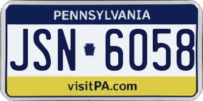 PA license plate JSN6058