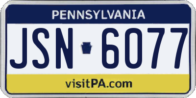 PA license plate JSN6077