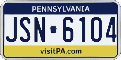 PA license plate JSN6104