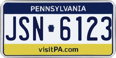PA license plate JSN6123