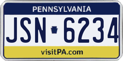 PA license plate JSN6234