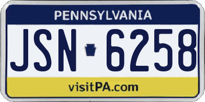 PA license plate JSN6258