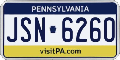 PA license plate JSN6260