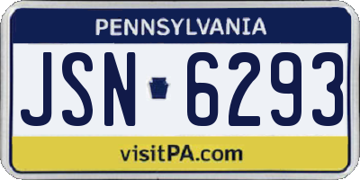 PA license plate JSN6293