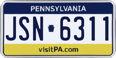 PA license plate JSN6311