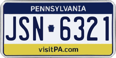 PA license plate JSN6321