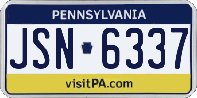 PA license plate JSN6337