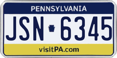 PA license plate JSN6345