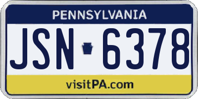 PA license plate JSN6378
