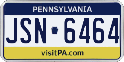 PA license plate JSN6464