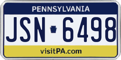 PA license plate JSN6498