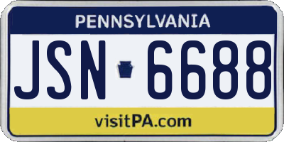 PA license plate JSN6688