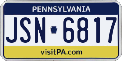 PA license plate JSN6817