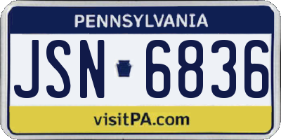 PA license plate JSN6836
