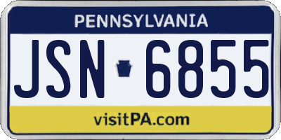 PA license plate JSN6855