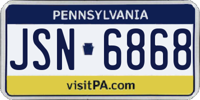 PA license plate JSN6868