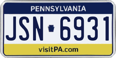 PA license plate JSN6931