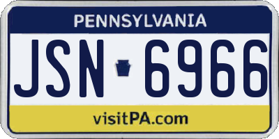 PA license plate JSN6966