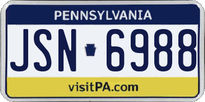 PA license plate JSN6988