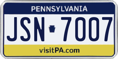 PA license plate JSN7007