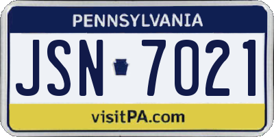 PA license plate JSN7021