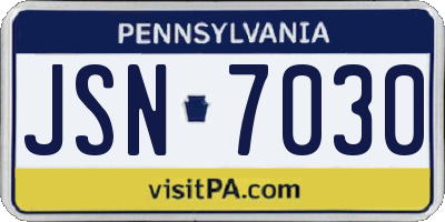 PA license plate JSN7030