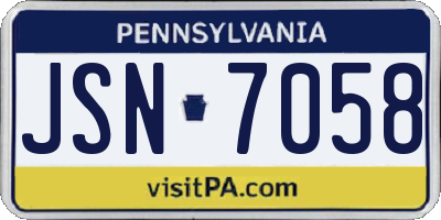 PA license plate JSN7058