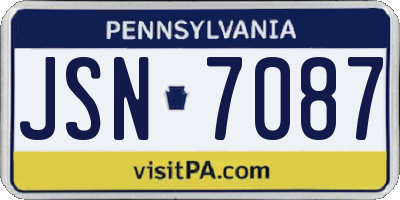 PA license plate JSN7087