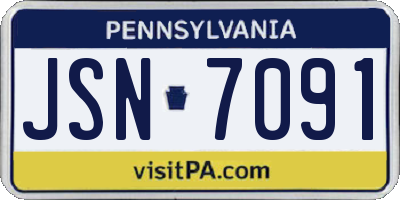 PA license plate JSN7091