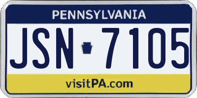PA license plate JSN7105