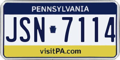 PA license plate JSN7114