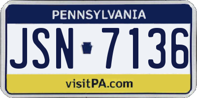 PA license plate JSN7136