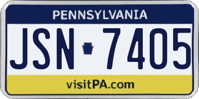 PA license plate JSN7405
