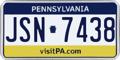 PA license plate JSN7438